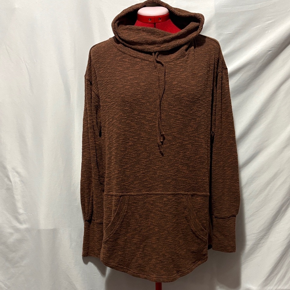 Prana Cowl Neck Brown Sweater MM345